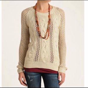 Bardot Cable Knit Cream Sweater from Anthro